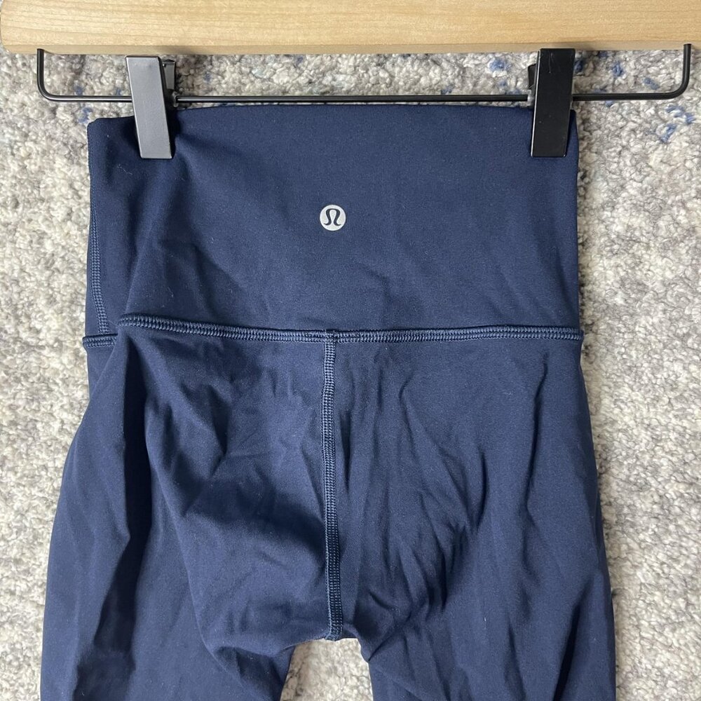 Lululemon Pants Womens 0 Navy High Rise Leggings Yoga Athletic Workout Running - Picture 5 of 7